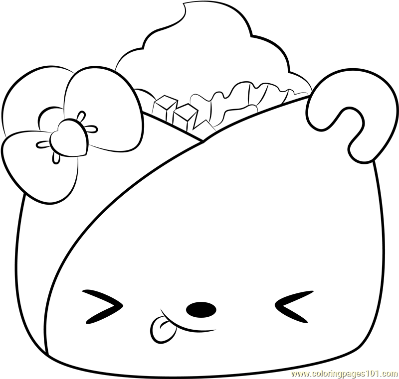 Flower Tortilla Coloring Page - Free Num Noms Coloring Pages