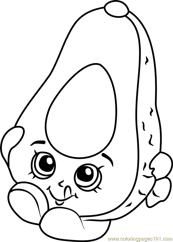 Dippy Avocado Shopkins Coloring Page for Kids - Free Shopkins Printable