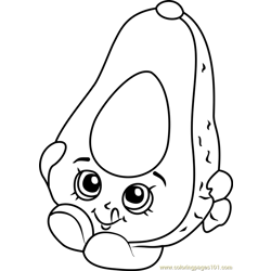 Dippy Avocado Shopkins Free Coloring Page for Kids