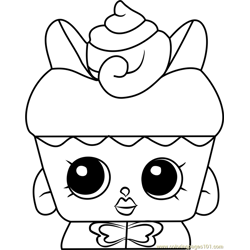 Flutter Cake Shopkins Free Coloring Page for Kids