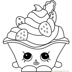 Strawberries and Cream Shopkins Free Coloring Page for Kids