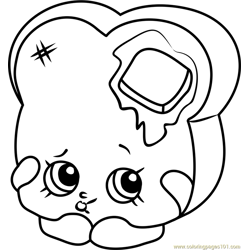 Toastie Bread Shopkins Free Coloring Page for Kids