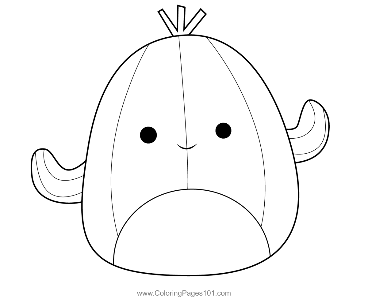 Marcellus the Cactus Squishmallows Coloring Page for Kids Free