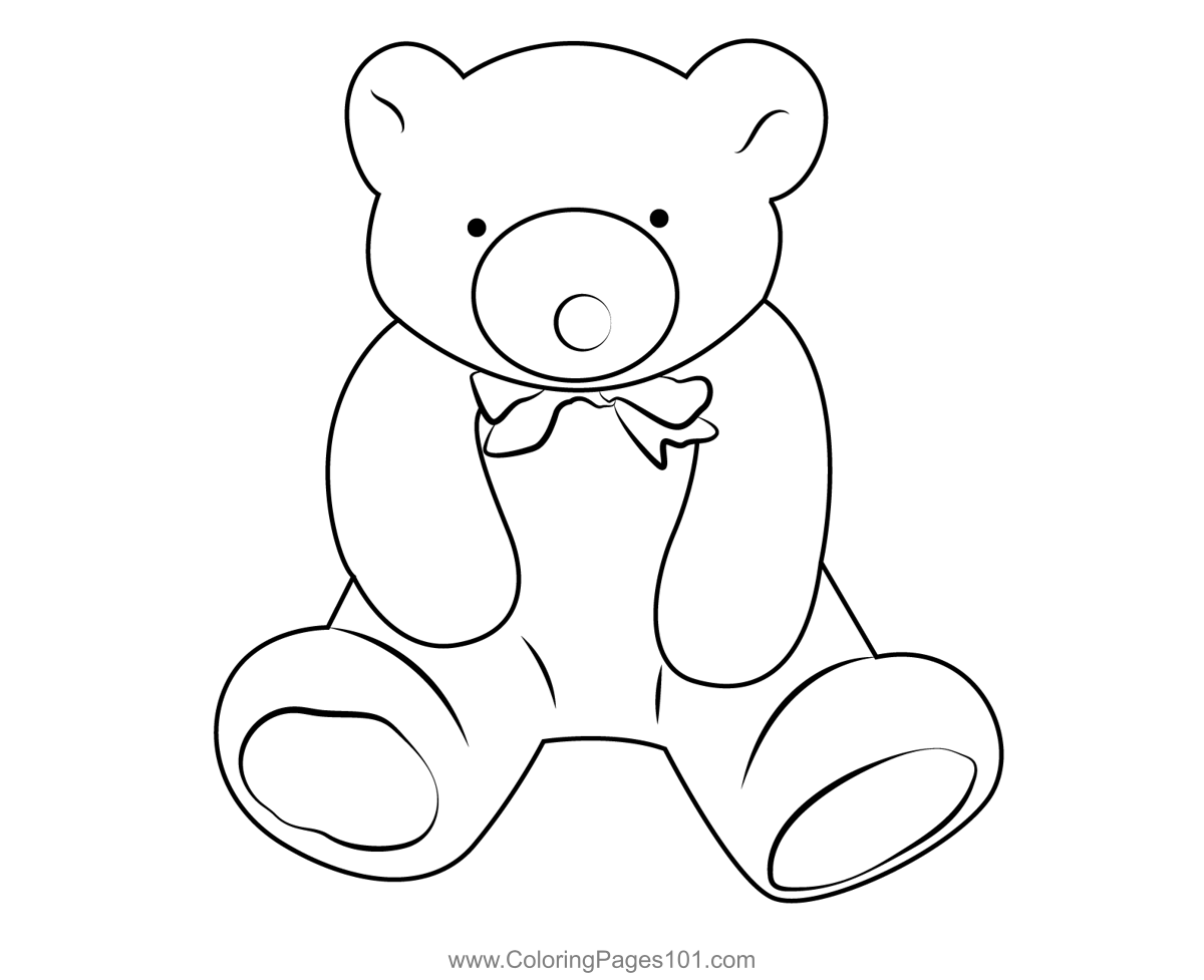 Sitting Soft Teddy Bear Coloring Page for Kids - Free Teddy Bear