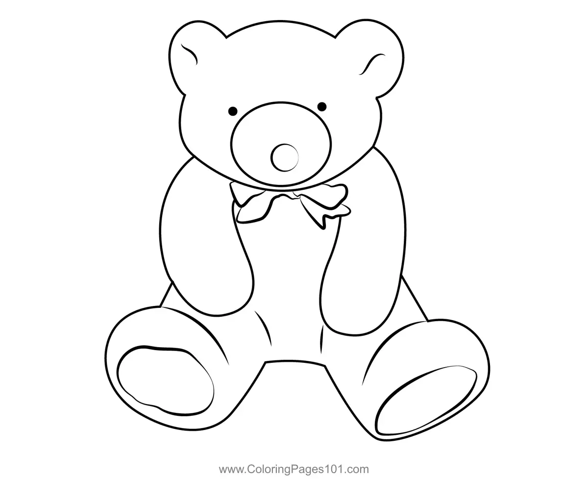 Sitting Soft Teddy Bear Coloring Page for Kids - Free Teddy Bear ...