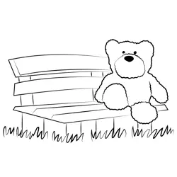 Teddy Bear On Bench Free Coloring Page for Kids