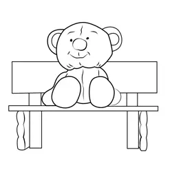 Teddy Bear Sitting On Bench Free Coloring Page for Kids
