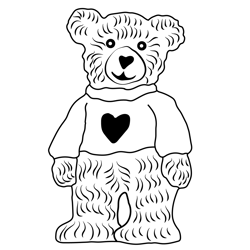 Teddy Bear Wears Knitted Sweater Free Coloring Page for Kids