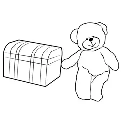 Teddy Bear With Treasure, Free Coloring Page for Kids
