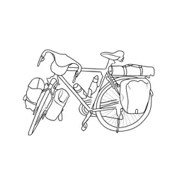 Loaded Touring Bicycle Free Coloring Page for Kids