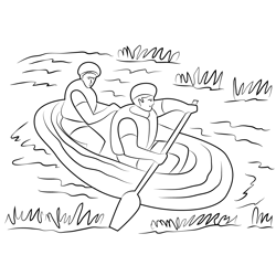 Rafting Boat Free Coloring Page for Kids