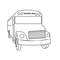 Front View Of School Bus Free Coloring Page for Kids