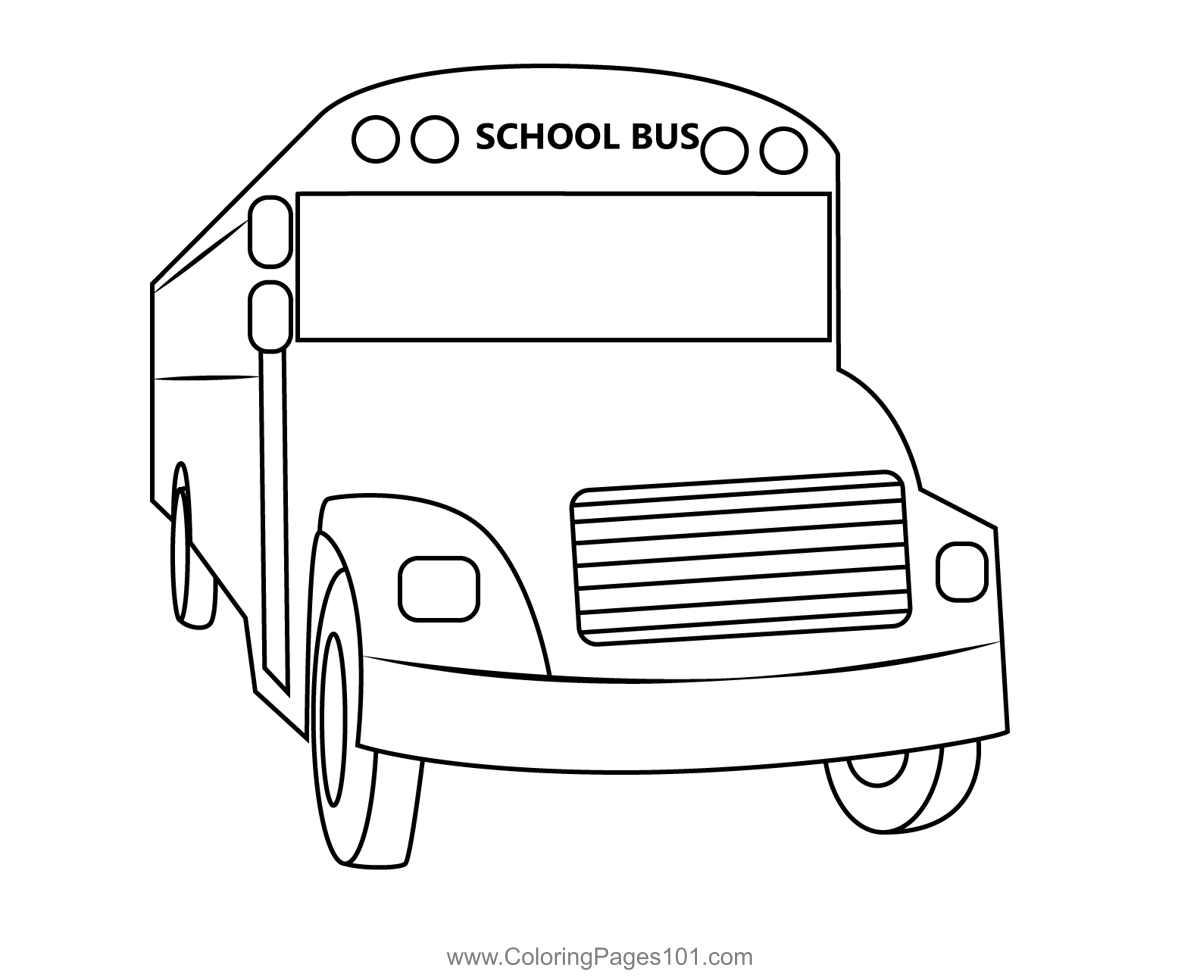 Front View Of School Bus Coloring Page for Kids - Free Buses Printable
