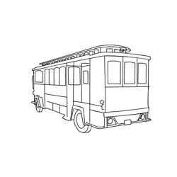 Cable Car On Wheels Free Coloring Page for Kids