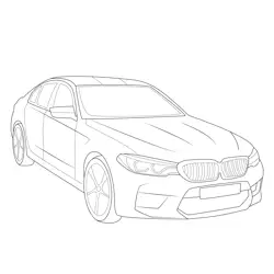 2019 BMW M5 Sedan Free Coloring Page for Kids