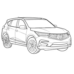 Acura RDX 2019 Front View Free Coloring Page for Kids