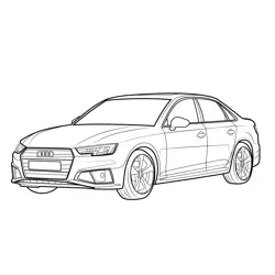 Audi A4 2019 Sedan Car Free Coloring Page for Kids