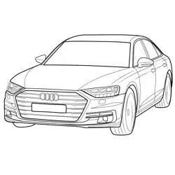 Audi A8 Modern Sedan View Free Coloring Page for Kids