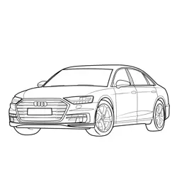 Audi A8 L Sedan View Free Coloring Page for Kids