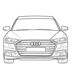 Audi A8 L Front Profile Free Coloring Page for Kids