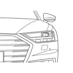 Audi A8 L Headlight View Free Coloring Page for Kids