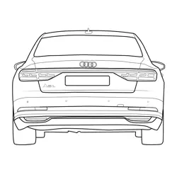 Audi A8 L Rear View Free Coloring Page for Kids
