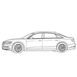 Audi A8 L Side View Free Coloring Page for Kids