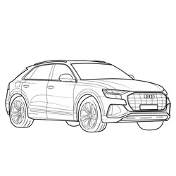 2019 Audi Q8 Front View Free Coloring Page for Kids