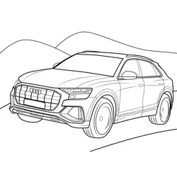Audi Q8 Front View Vehicle Free Coloring Page for Kids