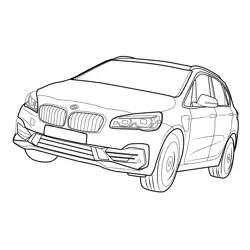 BMW 225xe iPerformance Front View Free Coloring Page for Kids