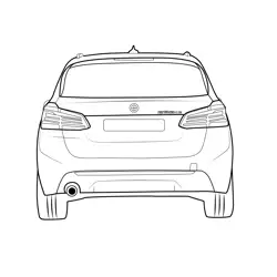 BMW 225xe iPerformance Rear View Free Coloring Page for Kids