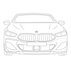 BMW 8-Series Coupe Front View Free Coloring Page for Kids