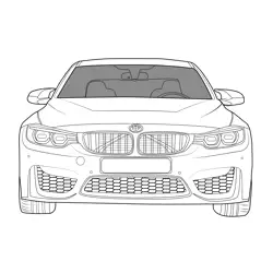 2018 BMW M3 CS Front View Free Coloring Page for Kids