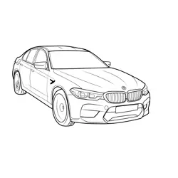 BMW M5 Competition Front Auto Free Coloring Page for Kids