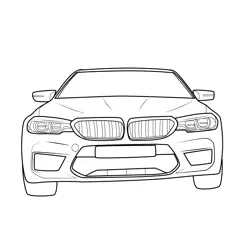 BMW M5 Competition Front View Free Coloring Page for Kids