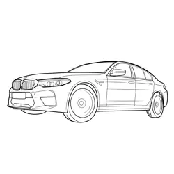 BMW M5 Competition Front View Free Coloring Page for Kids