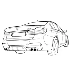 BMW M5 Competition Rear View Free Coloring Page for Kids