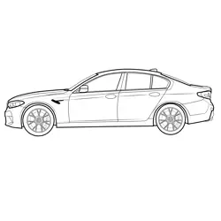 BMW M5 Competition Side View Free Coloring Page for Kids