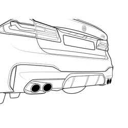BMW M5 Competition Rear View Free Coloring Page for Kids