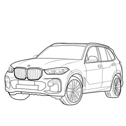 BMW X5 2019 Front View Free Coloring Page for Kids