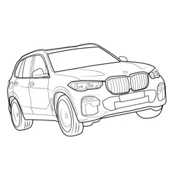 BMW X5 SUV Front View Free Coloring Page for Kids