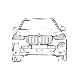 BMW X5 Front View Free Coloring Page for Kids