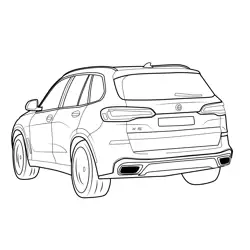 BMW X5 Rear View 2019 Free Coloring Page for Kids