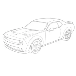Dodge Challenger Sports Car Free Coloring Page for Kids