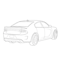 Dodge Charger Hellcat Rear View Free Coloring Page for Kids
