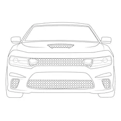 Dodge Charger Hellcat Front View Free Coloring Page for Kids