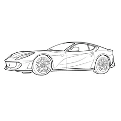 Ferrari 812 Superfast Sportscar View Free Coloring Page for Kids