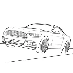 Ford Mustang EcoBoost Front View Free Coloring Page for Kids