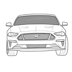 Ford Mustang GT Front View Free Coloring Page for Kids