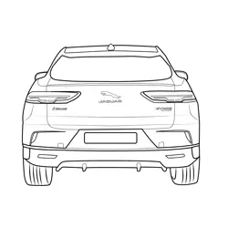 2019 Jaguar I-Pace Rear View Free Coloring Page for Kids